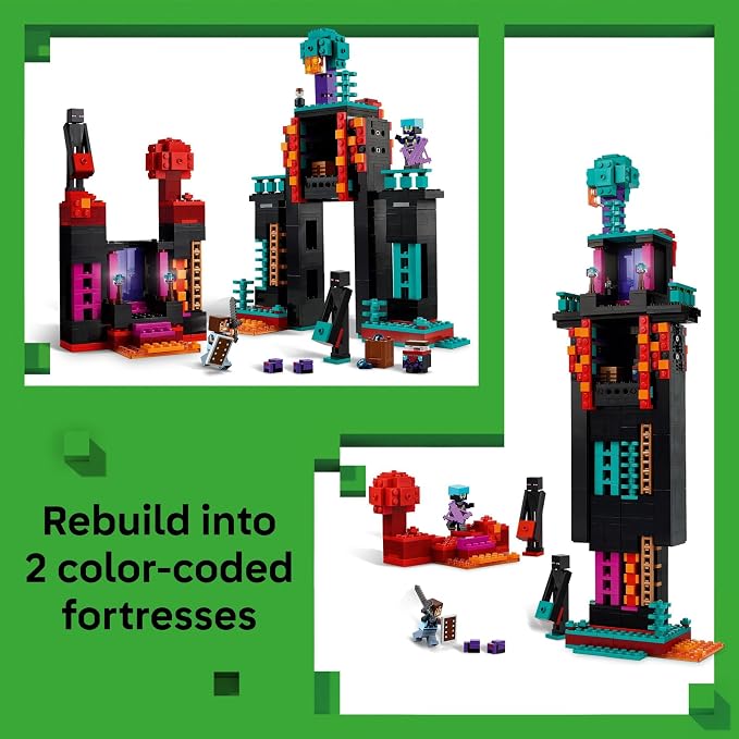 LEGO Minecraft The Enderman Tower Building Toy for Boys & Girls - Video Game Building Set for Kids, Ages 9+ - 2 Toys in 1 for Player Vs. Player Pretend Play - Gift Idea for Gamers - 21279
