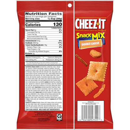 Cheez-It Snack Mix, Lunch Snacks, Double Cheese (6 Pouches)