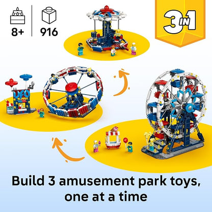 LEGO Creator 3 in 1 Iconic Ferris Wheel 31389 | Building Toys for Boys & Girls, Ages 8+, 3 Building Options, Display or Play, 916 pieces, Gifts for Birthdays