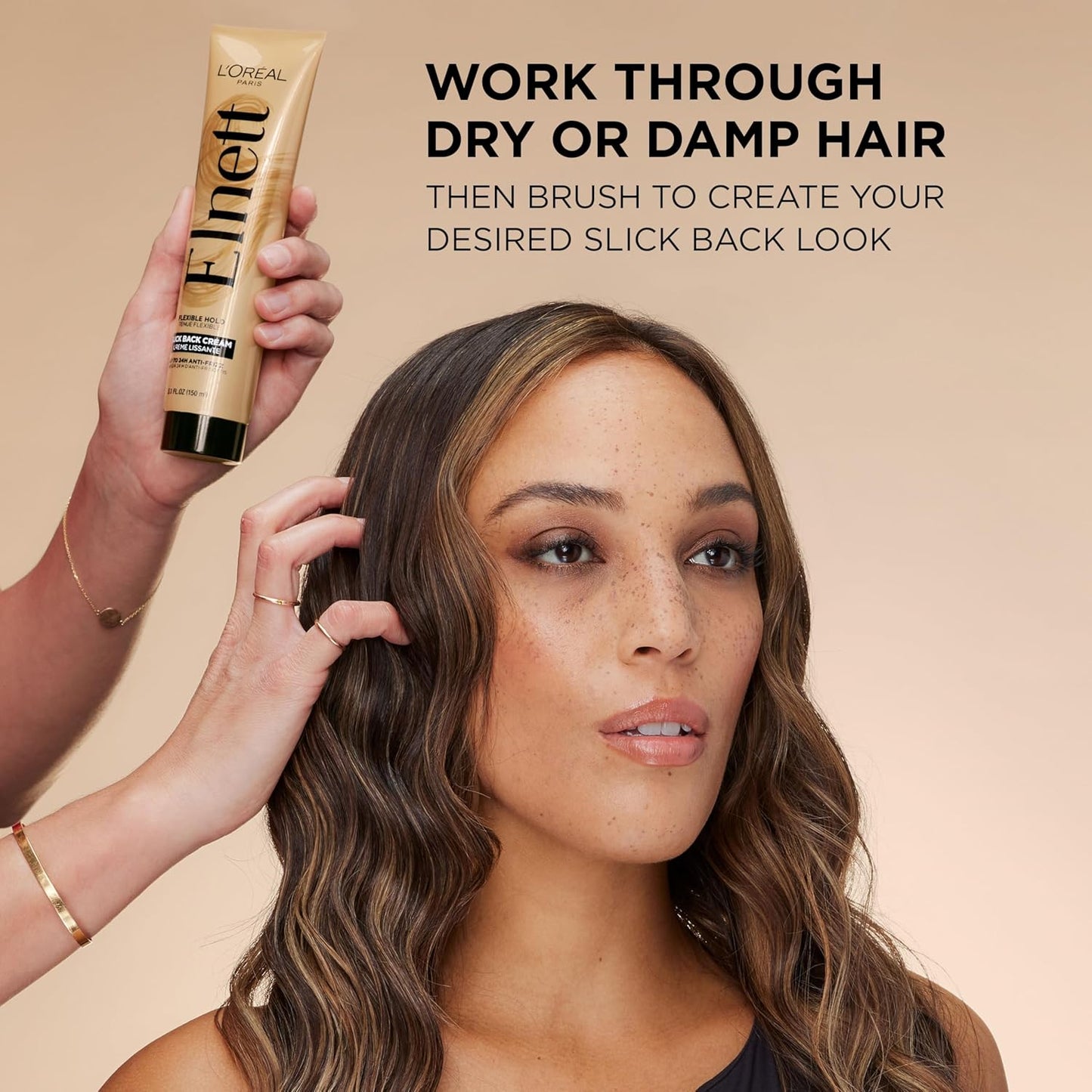 L'Oreal Paris Elnett Slick Back Styling Cream, Anti-Frizz Hair Cream for Flexible Hold, Frizz Control, Polished Shine and Slick Finish, 5.1 Fl Oz