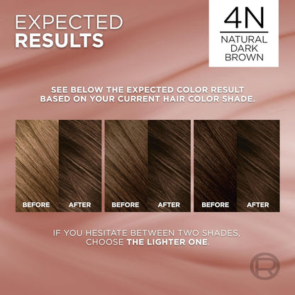 L’Oreal Paris Excellence Universal Nudes Permanent Hair Color, Ammonia Free Hair Dye for Gray Hair Coverage, 4N Natural Dark Brown, 1 Kit (Pack of 2)