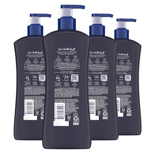 Vaseline Men Cooling Hydration 3-in-1 4 Pack for Dry Skin Face, Hands & Body Lotion for Men with Menthol & Ultra-Hydrating Lipids 20.3 oz