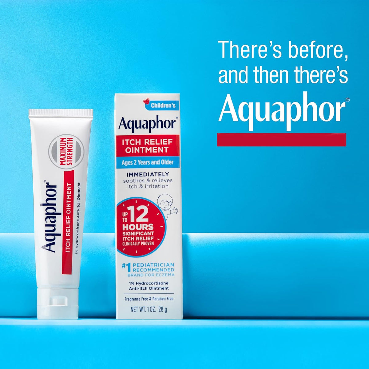 Aquaphor Children's Itch Relief Ointment,1% Hydrocortisone Anti Itch Ointment for Skin Irritation,Insect Bites,Psoriasis,Skin Rashes Eczema & Poison Ivy,Fragrance Free,1 Oz Tube,(Pack of 4)