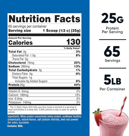 Nutricost Whey Protein Concentrate (Strawberry Milkshake) 5LBS - Gluten Free & GMO Free (Pack of 2)