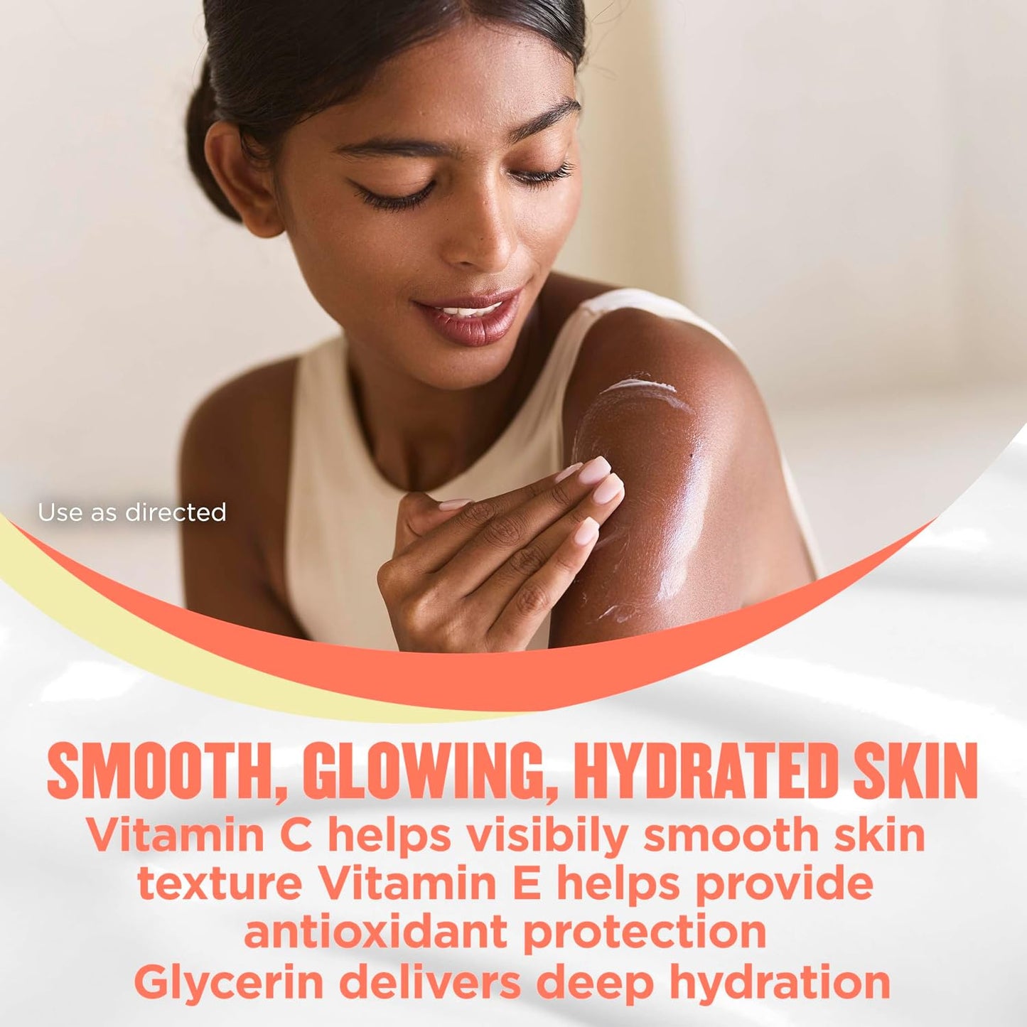Gold Bond Island Peach Smoothing Silk Cream, Juicy Peach Scent, 24-Hour Hydrating Body Lotion with Vitamin C, Vitamin E, and Jojoba Oil, 14 oz.