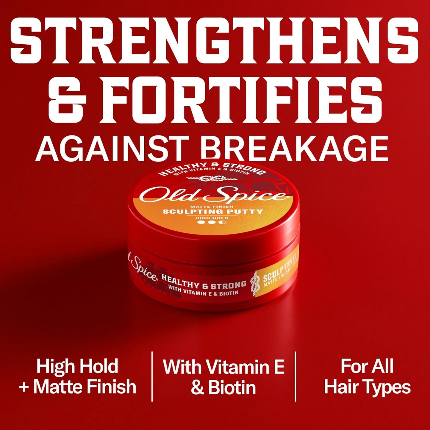Old Spice Mens Hair Putty, Sculpting Putty for Men, Healthy & Strong with Vitamin E & Biotin, Hair Styling, High Hold, Matte Finish, 2.22 oz