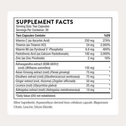 THORNE Stress Balance, KSM-66 Ashwagandha, Ginseng & Active B6, 60 Capsules