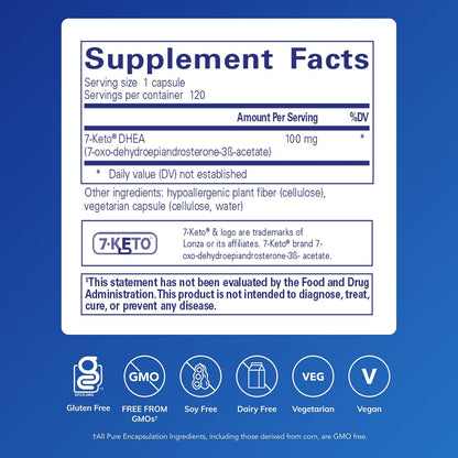 Pure Encapsulations 7-Keto DHEA 100 mg, 120 Capsules
