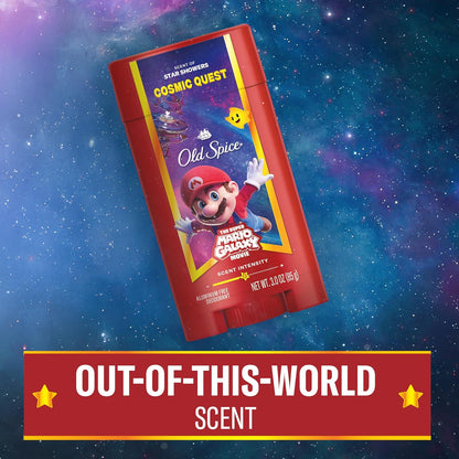 Old Spice Aluminum Free Deodorant for Men, Old Spice x The Super Mario Galaxy Movie, 24/7 Lasting Freshness, Lasting Odor Protection, Smell Super with Cosmic Quest, Star Showers Scent, 3.0 oz