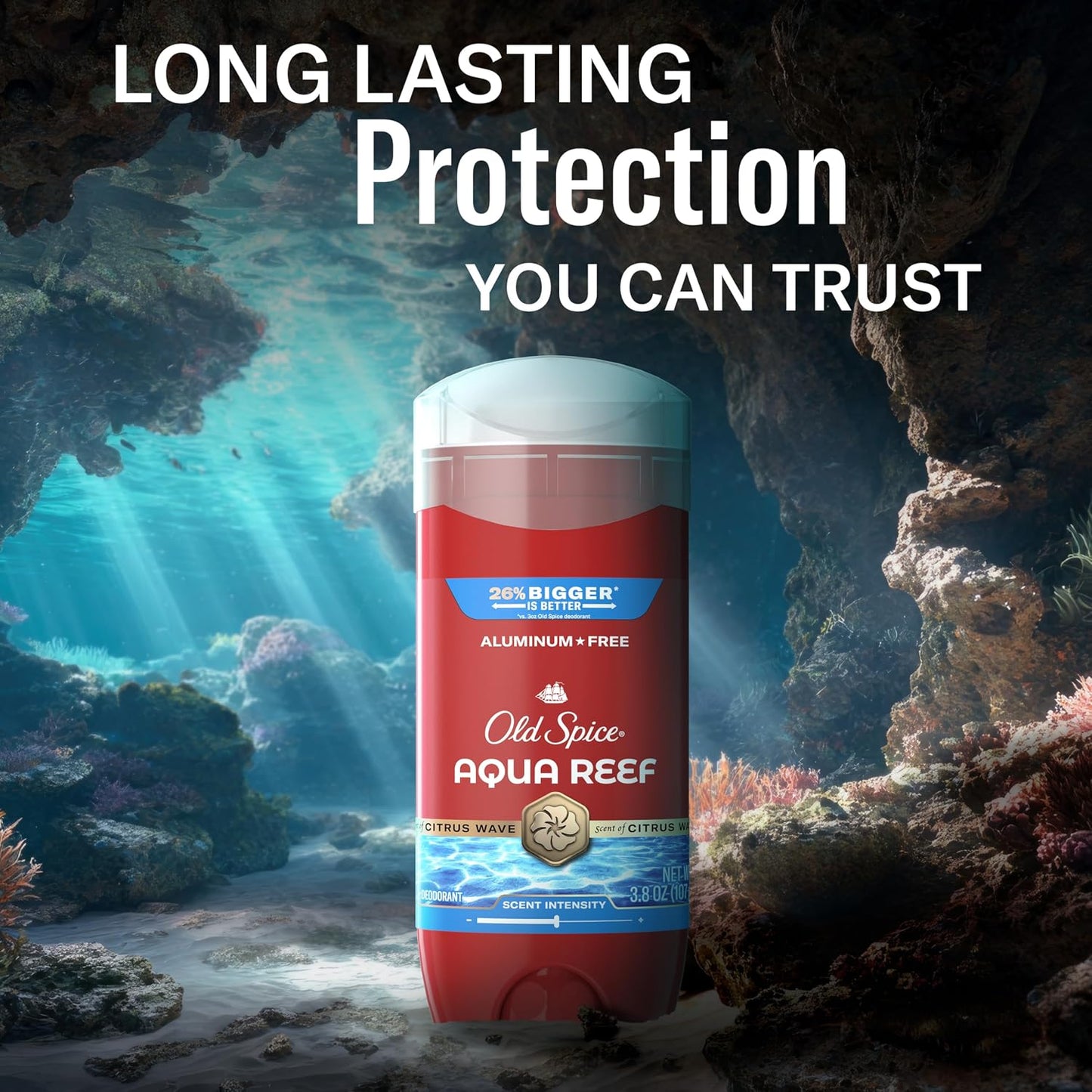 Old Spice Aluminum Free Deodorant for Men, 24/7 Odor Protection, 24/7 Freshness & Lasting Scent, Aqua Reef with Cypress Scent, 3.8 oz (Pack of 3)