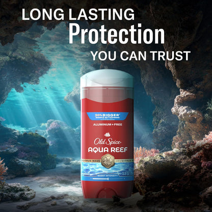 Old Spice Aluminum Free Deodorant for Men, 24/7 Odor Protection, 24/7 Freshness & Lasting Scent, Aqua Reef with Cypress Scent, 3.8 oz (Pack of 3)