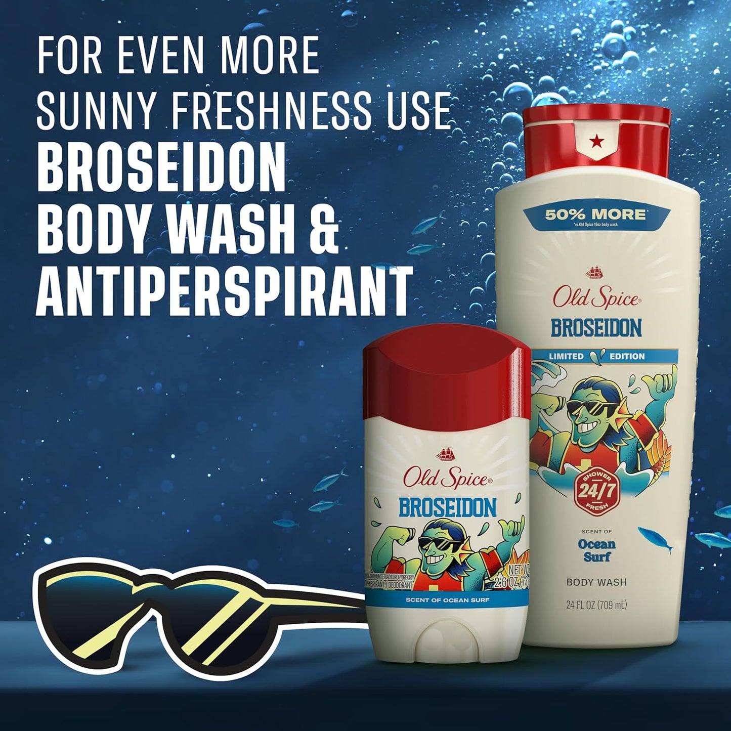 Old Spice Body Wash for Men, Summerdudes, 24/7 Shower Fresh with Daily Use, Long Lasting Scent, Cleanse & Refresh Skin, VIP Festival Experience, Broseidon with Ocean Surf Scent, 24 oz