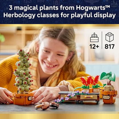 LEGO Harry Potter Hogwarts Herbology Plants 76474 | Building Toy for Girls & Boys, Ages 12+, Movable Features, Display as Bedroom or Desk Decor, 817 pieces, Gift for Fans