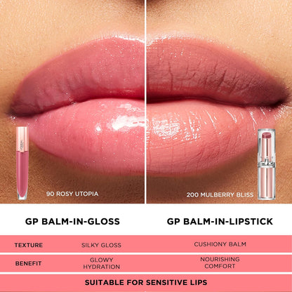 L'Oreal Paris Glow Paradise Hydrating Tinted Lip Balm-in-Gloss with Pomegranate Extract & Hyaluronic Acid, Ultra-Gentle, Non-Sticky Formula, Rosy Utopia, 0.23 Fl Oz