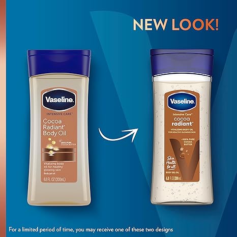 Vaseline Intensive Care Cocoa Radiant 3 Count 6.8oz Body Gel Oil + Radiant X Replenishing 3.7oz Body Oil