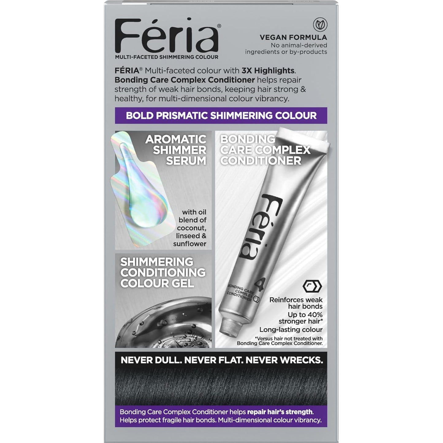 L'Oreal Paris Feria Multi-Faceted Shimmering Permanent Hair Color, 20 Black Leather (Natural Black), Pack of 1 Hair Dye Kit