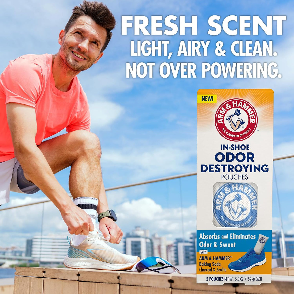 Arm & Hammer In-Shoe Odor Control Pouches, Moisture Absorbing, 4 Count