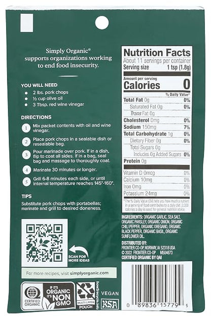 SIMPLY ORGANIC Organic Chimichurri Marinade Mix, 0.71 OZ