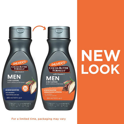 Palmer's Cocoa Butter Formula Men's 3-in-1 Fast Absorbing Face & Body Lotion, 8.5 oz. (Pack of 2)