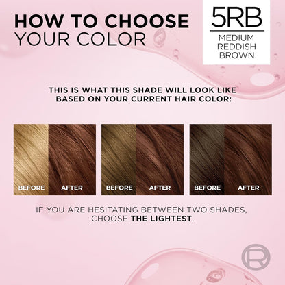 L'Oreal Paris Excellence Crème Permanent Hair Dye, Triple Care Hair Color with Hyaluronic Acid for 100% Gray Coverage, 5RB Medium Reddish Brown, 1 Kit (Packaging May Vary)