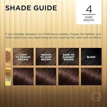 L'Oreal Paris Superior Preference Luminous Fade-Defying Permanent Hair Color, Hair Dye For Up to 9 Weeks of Radiance, Dark Brown 4, 1 Hair Dye Kit (Pack of 2)