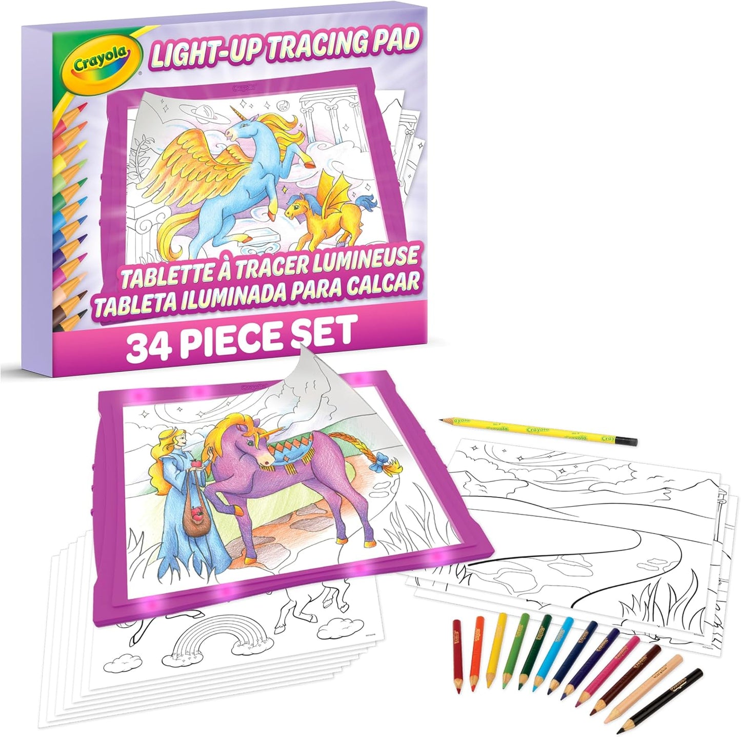 Crayola Light Up Tracing Pad Pink, Best Birthday Gifts for Girls & Boys, 6, 7, 8 Year Olds, Kids Toys, Light Box Art Kit for Kids