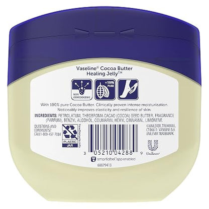 VASELINE PETROLEUM JELLY Healing Jelly Moisturizer For Dry Cracked Skin Cocoa Butter Hypoallergenic 13 oz