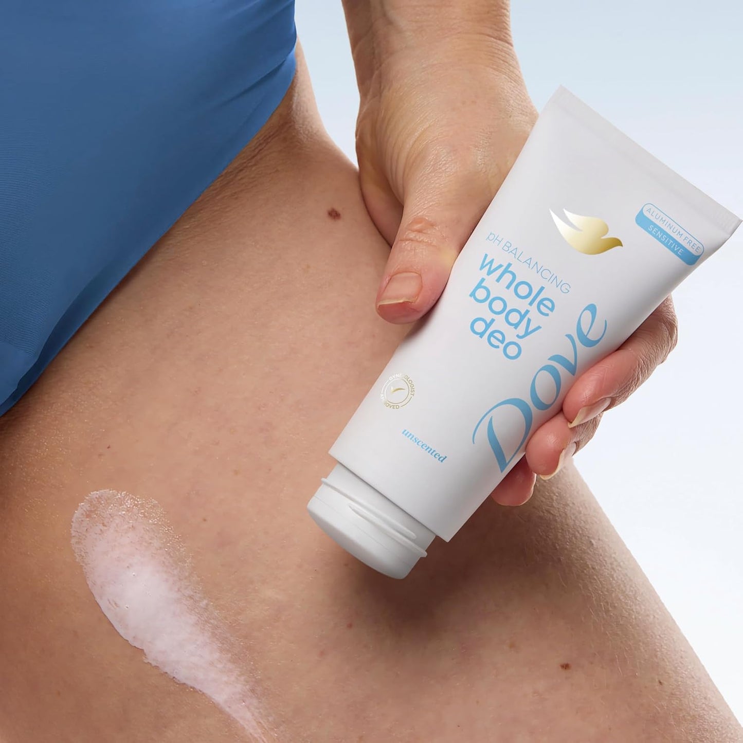 Dove Whole Body Deodorant Aluminum Free pH Balancing Cream Deodorant Unscented for 72h Odor Control 2.5 oz
