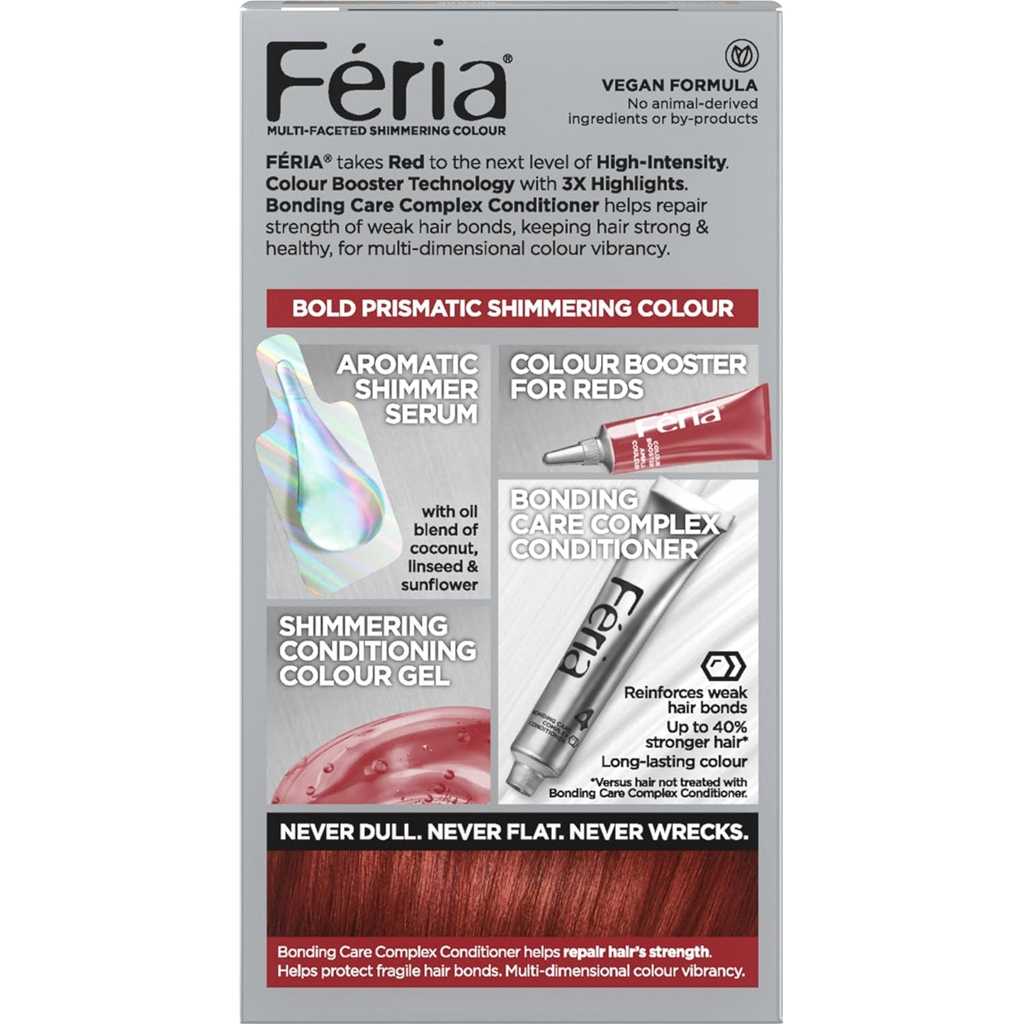 L'Oreal Paris Feria Multi-Faceted Shimmering Permanent Hair Color, R68 Ruby Rush (Rich Auburn True Red), Pack of 2, Hair Dye