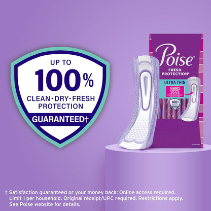 Poise Ultra Thin Incontinence & Postpartum Pads for Bladder Leaks, 7 Drop Ultra Absorbency, Long Length, 22 Count (Packaging May Vary)