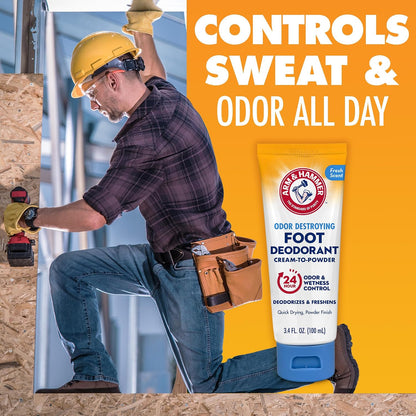 Arm & Hammer Cream to Powder Foot Deodorant, Sweat & Odor Control