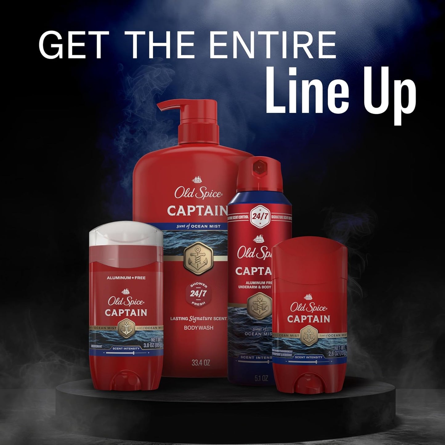 Old Spice Refreshing Body Wash for Men, 3X Defense, 24/7 Shower Fresh with Long Lasting Scent, Red Collection, Captain with Bergamot Scent, 33.4 oz