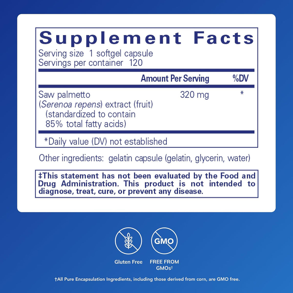 Pure Encapsulations Saw Palmetto 320, 120 Softgel Capsules