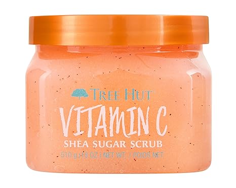 Tree Hut Vitamin C Shea Sugar Scrub 18 oz & NYX Butter Gloss Sugar Glass Clear Lip Gloss Bundle