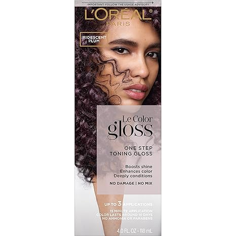 L’Oréal Paris Le Color Gloss One Step In-Shower Toning Hair Gloss, Neutralizes Brass, Conditions & Boosts Shine, Iridescent Plum Purple, 4 Ounce