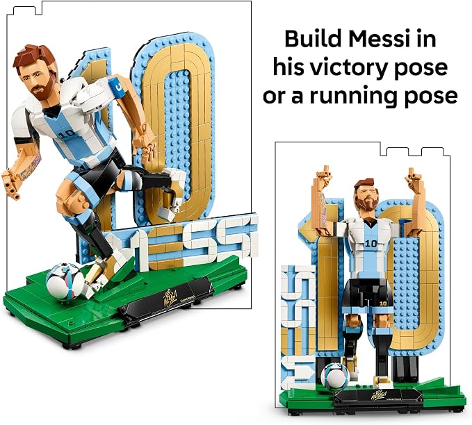 LEGO Editions Lionel Messi – Collector's Set Co-Pack - Building Toy for Kids - Soccer Collectible - Sports Décor for Boys & Girls, Ages 12+ - Gift Idea for Soccer Fans - 66818