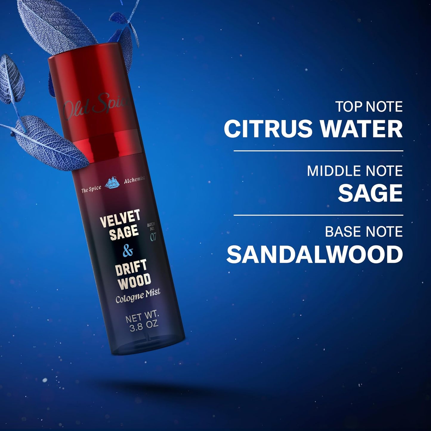 Old Spice Cologne Mist for Men, The Spice Alchemist Collection, 24/7 Cologne Infused Scent, No Trade Off Formula, Free of Parabens & Phthalates, Velvet Sage + Driftwood Scent, 3.8 oz