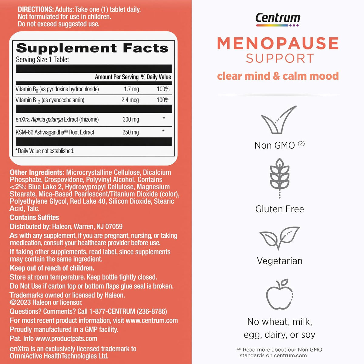 Centrum Clear Mind and Calm Mood Menopause Support Tablets, 30 Count