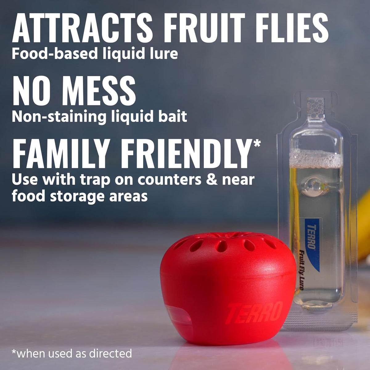 TERRO Fruit Fly Trap Refills, 4 Pack Liquid Bait Replacement for Home