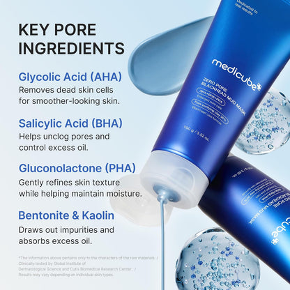 medicube Zero Pore Blackhead Mud Facial Mask, 3.52 oz (Pack of 3)