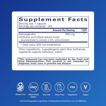Pure Encapsulations Ashwagandha, 120 Capsules