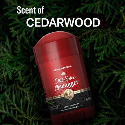 Old Spice Sweat Defense Antiperspirant & Deodorant for Men, 24/7 Ultimate Sweat Protection, Long Lasting Scent, Soft Solid, Swagger with Cedarwood Scent, 2.6 oz (Pack of 2)