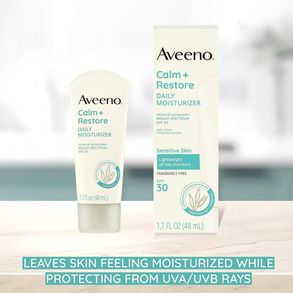 Aveeno Calm + Restore Daily Moisturizer Mineral Sunscreen, 1.7 fl. oz