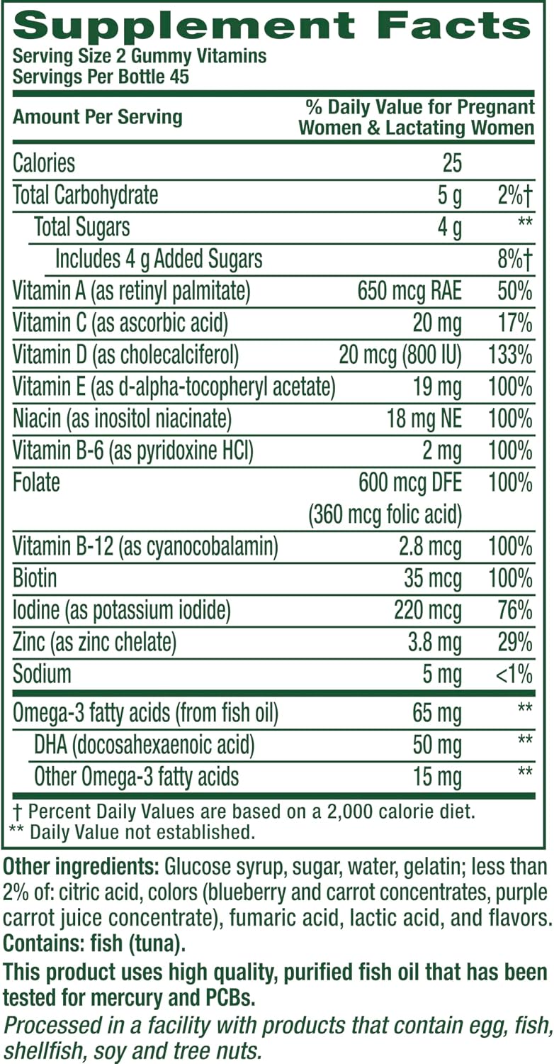 Vitafusion Prenatal Vitamin Gummies for Women | 90 Count | Folate & DHA