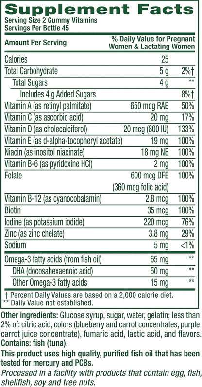 Vitafusion Prenatal Vitamin Gummies for Women | 90 Count | Folate & DHA