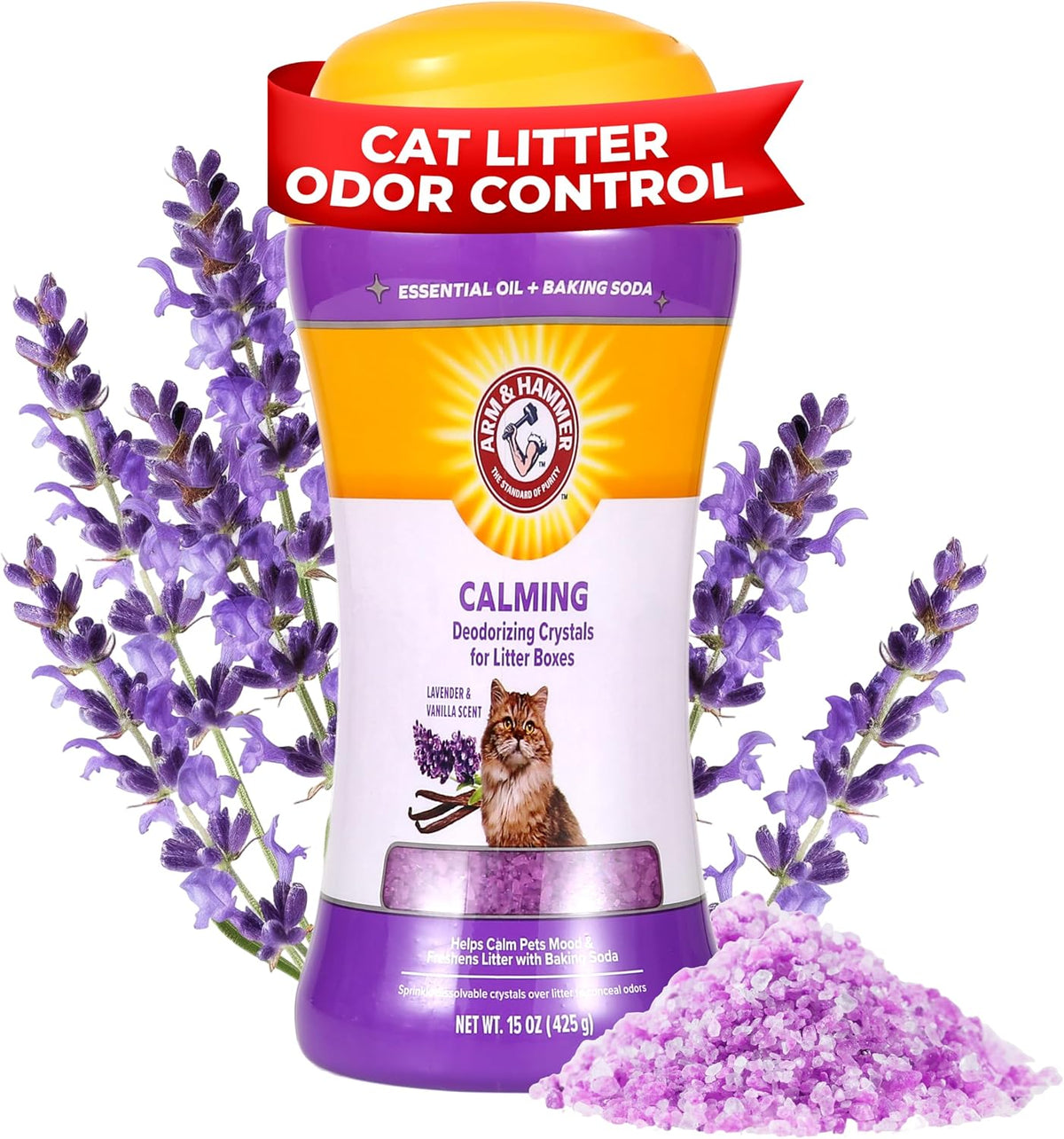 Arm & Hammer - Cat Litter Deodorizer, Lavender Vanilla Crystals, 15 oz