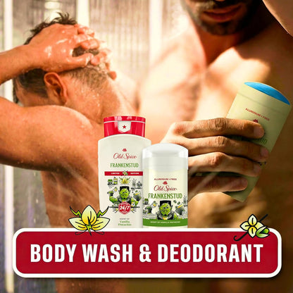 Old Spice Body Wash for Men, Fallidudes Edition, 24/7 Frightful Freshness, Long Lasting Cleanse & Refresh, Frankenstud with Vanilla Pistachio Scent, 16 oz