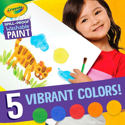 Crayola Spill Proof-Paint Set - Washable Paint for Kids, Includes Paint Brush & Paper, No Drip, Less Mess Arts & Crafts, Toddler Gift, Ages 3+ (Pack of 2)