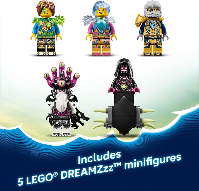 LEGO DREAMZzz Tiger Shark Tank Building Toy for Boys & Girls - Ages 9+ - Pretend Play Set for Kids, Ages 9+, W/2 Build Options - Includes 5 Minifigures - Gift Idea for Birthdays - 71515