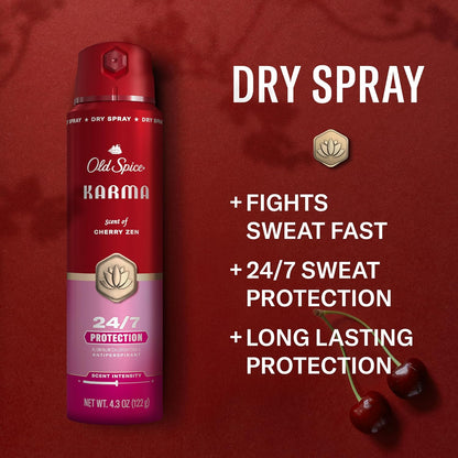 Old Spice Red Collection Antiperspirant Spray + Aluminum Free Deodorant Bundle for Men, Karma with Cherry Spice, Black Pepper, & Sandalwood Scent, 24/7 Sweat & Odor Protection (Pack of 2)